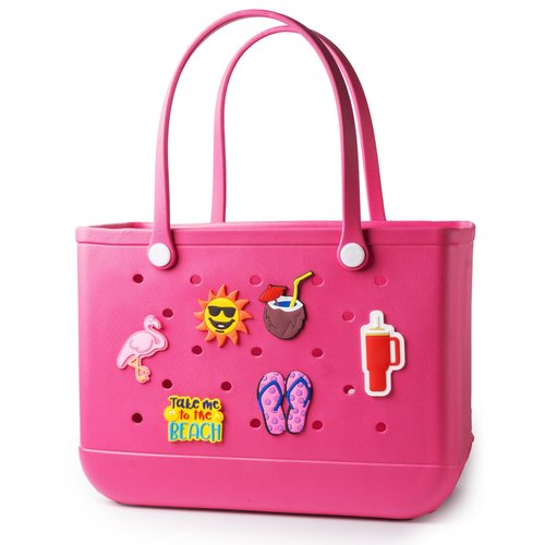 BULKITEM 6Pcs Summer Beach Charms for Bogg Bag Accessories, Decoration Accessories for Beach Tote Bag Rubber Baseball Gifts Beach Bag Accessories