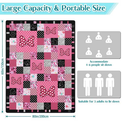 awufncksn Pink Picnic Blankets Waterproof Foldable, 60″X80″ Checkered Thick Picnic Mat Outdoor Blanket for Grass, Cute Beach Blanket Sandproof Picnic Accessories for Camping Party Park Girls Gifts