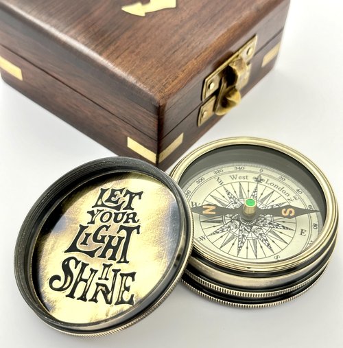 Compass with Box - Let Your Light Shine – First Communion Gifts for Boys & Confirmation Gifts for Teenage Boys | Baptism Gifts, Christian Catholic Gifts for Men | Inspirational Graduation Keepsakes