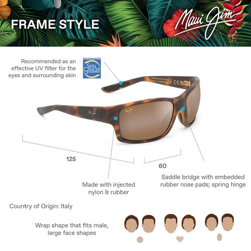 Maui Jim Men's Mangroves Polarized Wrap Sunglasses, Tortoise/HCL Bronze, Medium