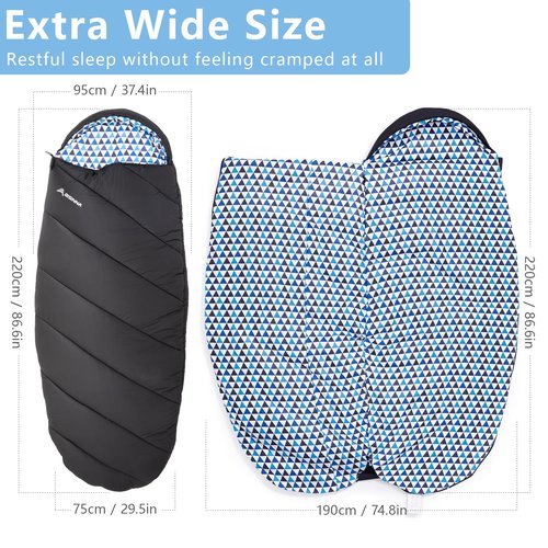 BISINNA Flannel XL Sleeping Bag for Adults Warm & Cold Weather Sleeping Bag 3-4 Season with Cotton Lining Large Sleeping Bags for Hiking Backpacking Travel Indoor and Outdoor