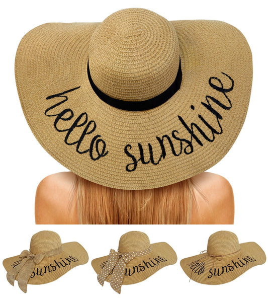 Senker Fashion Beach Hats for Women, Floppy Straw Sun Hat Embroidered Wide Brim for Summer Honeymoon Vacation Cruise Khaki