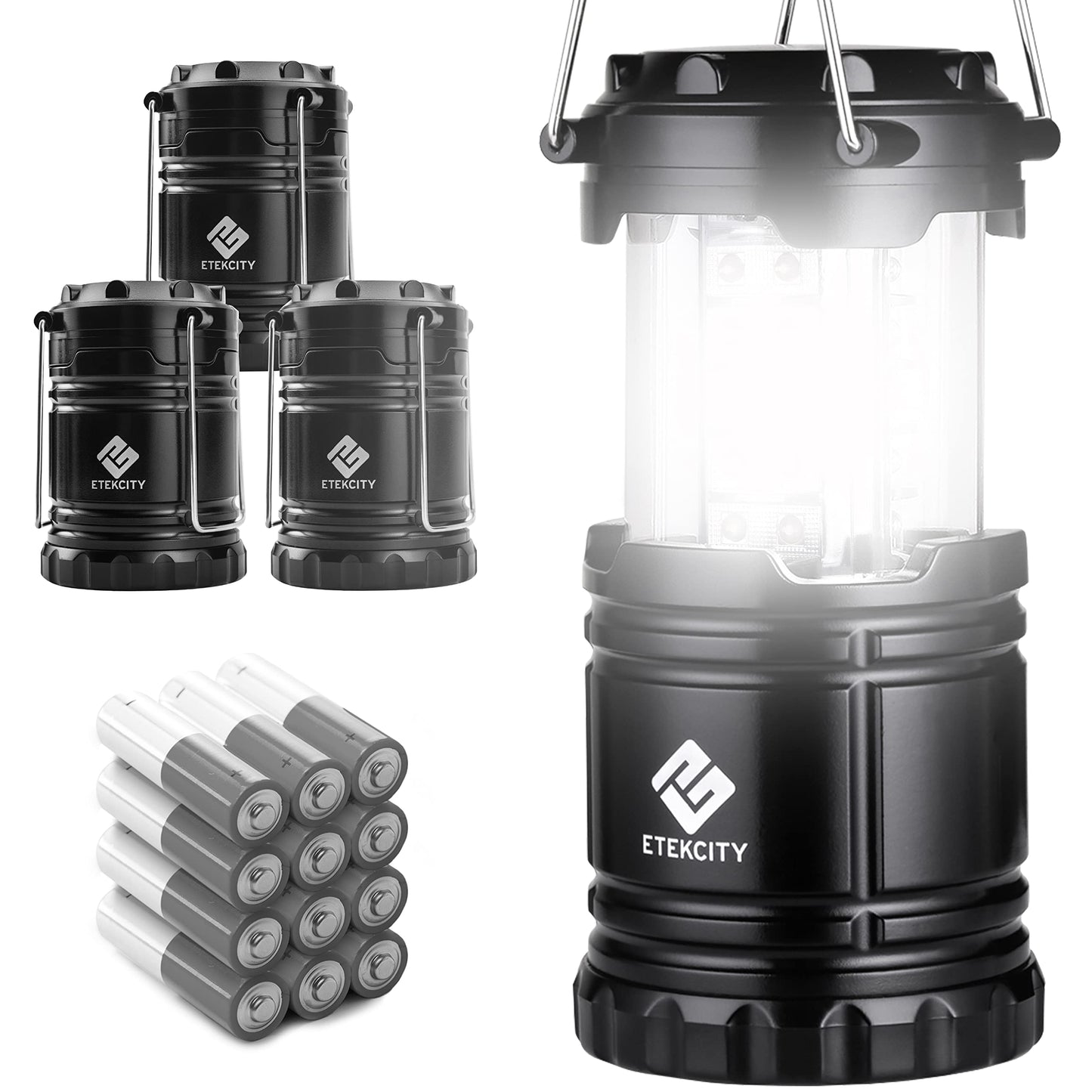Eveready LED Headlamps Pro200 [5-Pack], IPX4 Water Resistant, Bright and Durable Head Lights & Etekcity Camping Lantern Battery Powered LED for Accessories Gear Supplies Tent Lights, Lanterns, 4 Pack