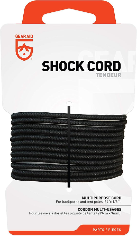 GEAR AID Elastic Shock Cord for Tent Poles and Jackets, Black, 84'' x 1/8''
