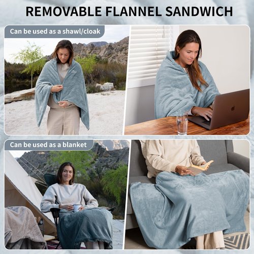 Naturehike Cold Weather Heated Sleeping Bags, Sleeping Bag with Blanket&Cape, Removable Electric Sleeping Bag Liner, USB Heating Pad for Backpacking, Camping, Home&Outdoors, Adults&Kids, BE400 Left