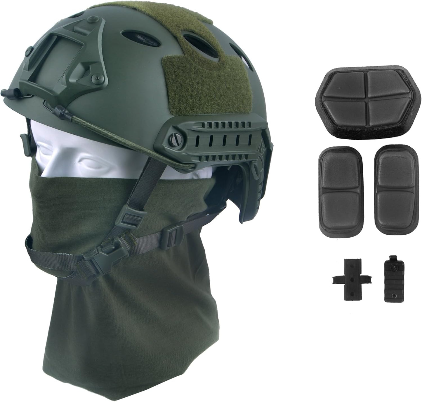 LOOGU Fast BJ Base Jump Tactical Helmet for Airsoft with 12-in-1 Headwear