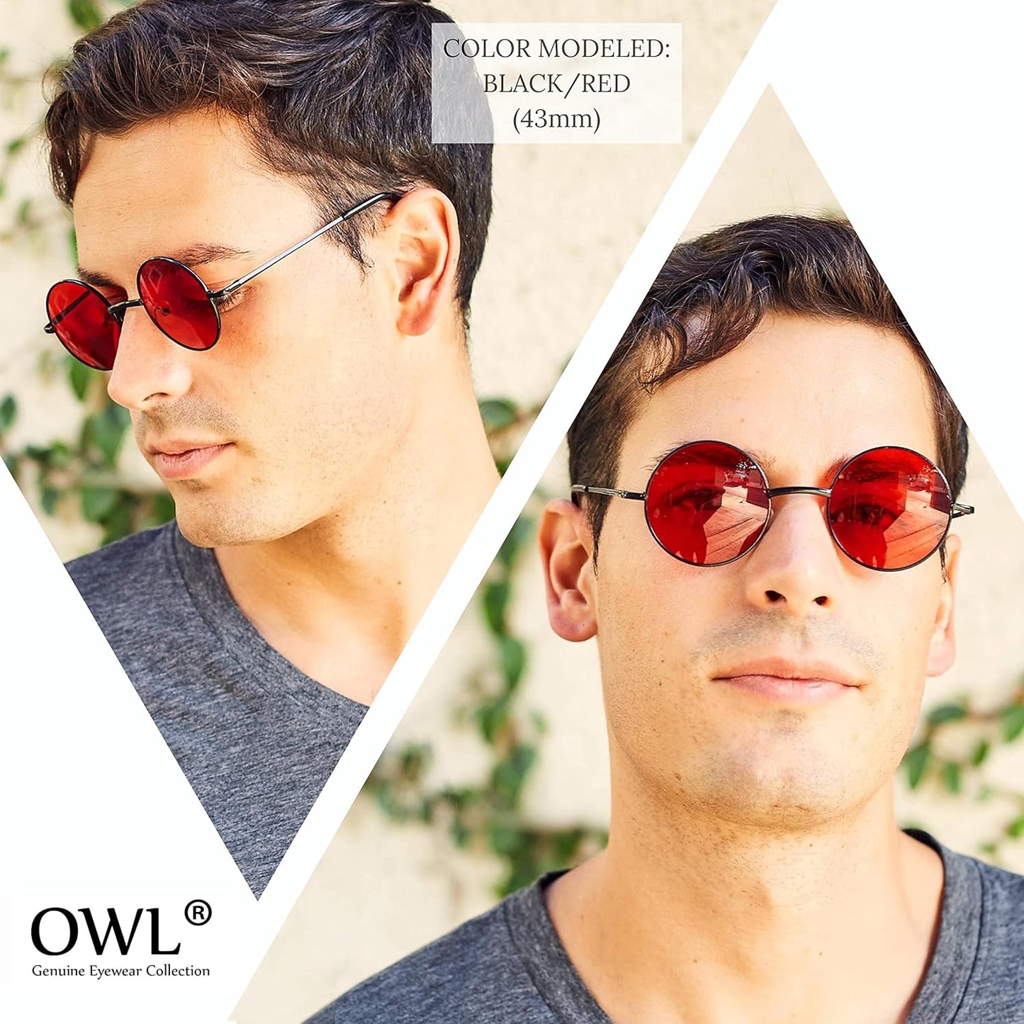 OWL Round Sunglasses Metal Frame Hippie Sunglasses UV400 Polycarbonate Circle Lens John Lennon Sunglasses for Men Women