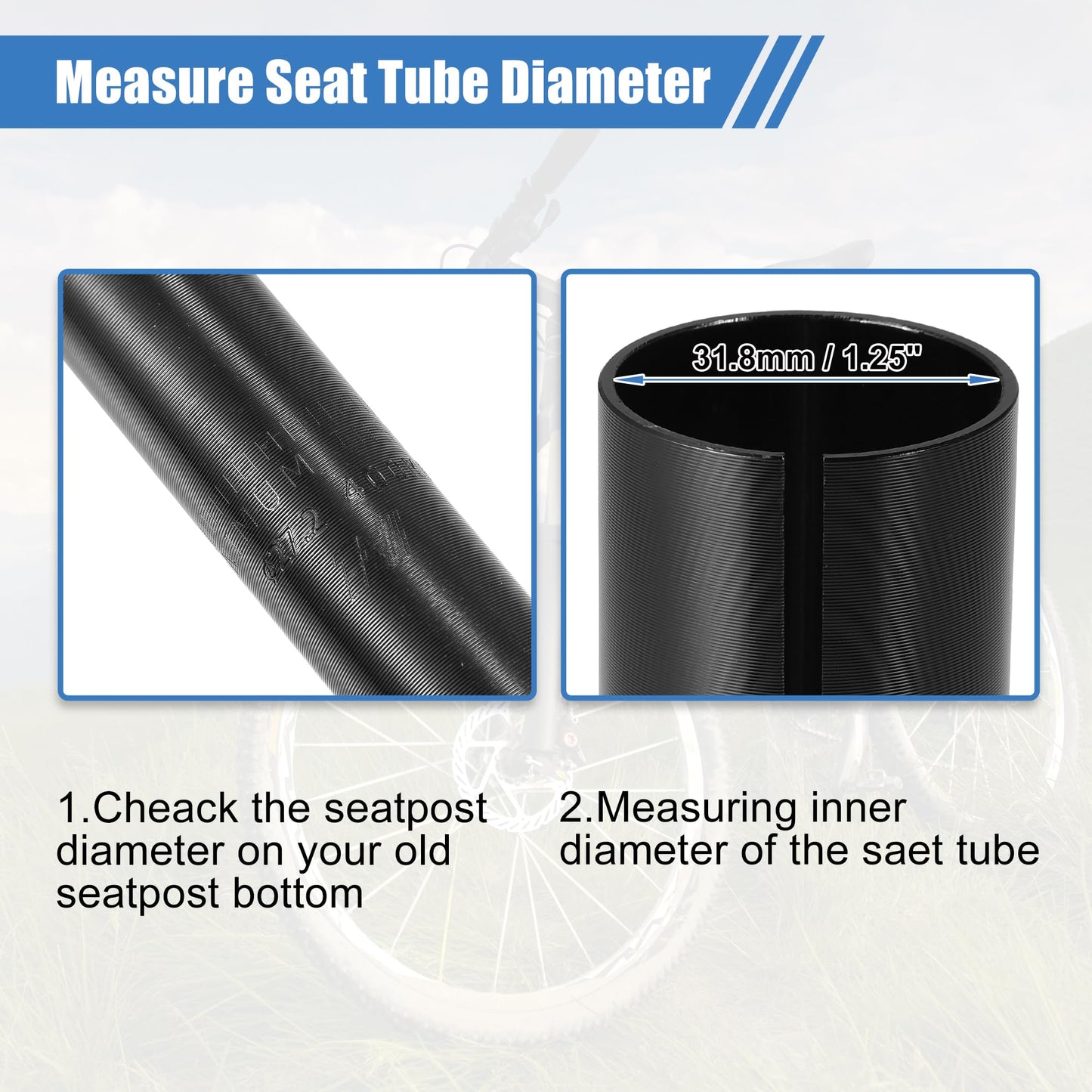 X AUTOHAUX 2 Pcs 31.8mm to 34.9mm Bicycle Bike Seat Post Tube Adapter Seatpost Reducing Sleeve Adapter Aluminium Alloy Black