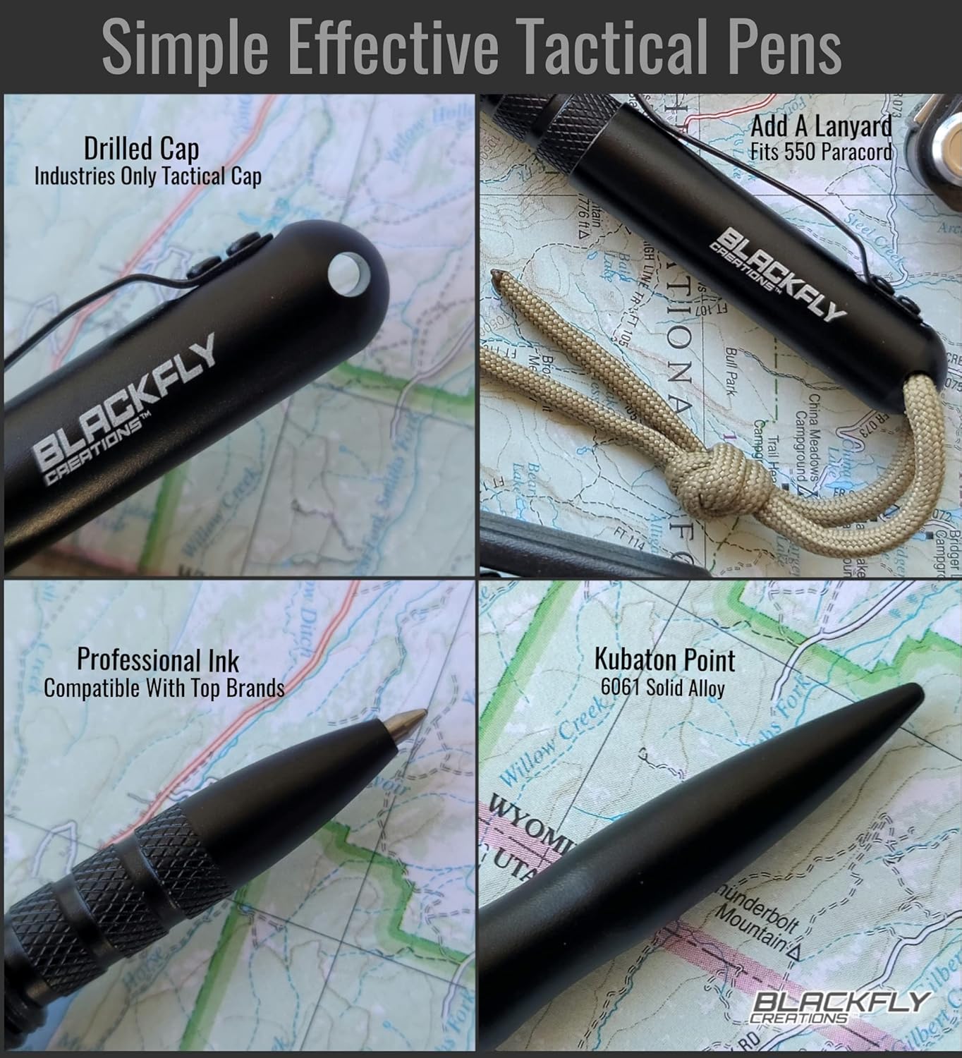 Tactical Pen Self Defense Weapon EDC Survival Tool, SWAT Military Police Gear Glass Breaker Kubaton, Drilled Cap for Lanyard or Keychain, 2nd Ink Refill & Gift Box Gray or Black 100% Quality Guarantee
