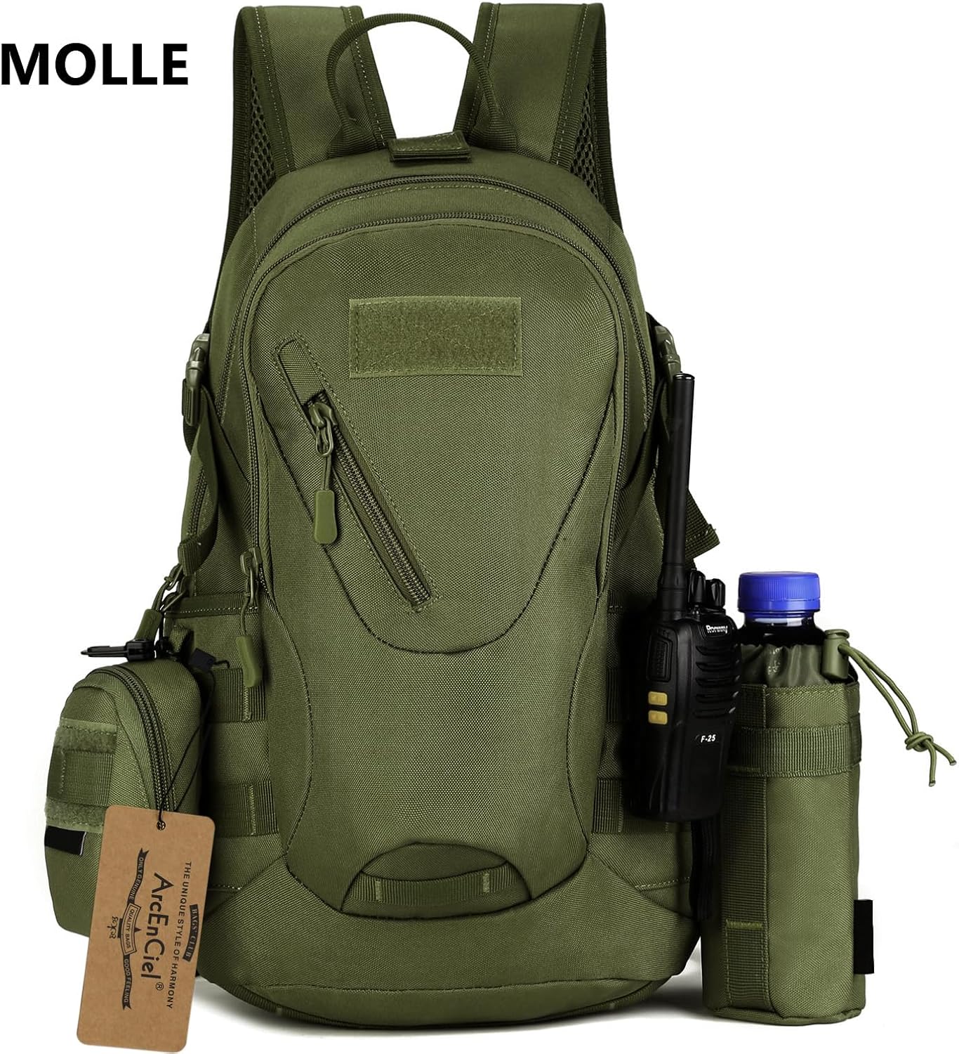 ArcEnCiel 15L Motorcycle Backpack Tactical Bag Rucksacks for Outdoor Camping Trekking Hunting with Patch