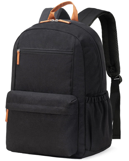 Vorspack Backpack for Men and Women - Lightweight Backpack Classical Basic Bookbag with Multi-pockets Casual Daypack for College Workplace Travel - Black