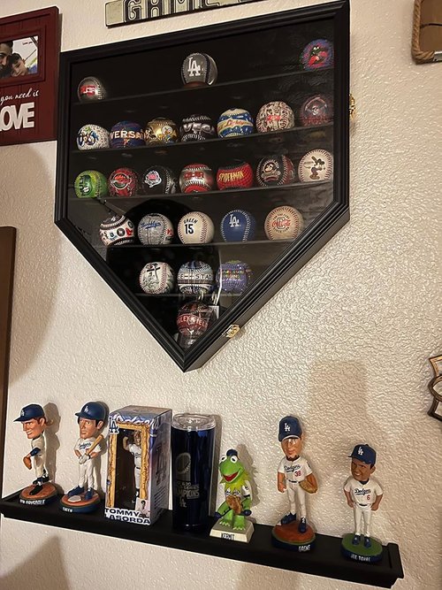DisplayGifts Baseball Display Case Frame Shadow Box Wall Cabinet Holder to Hold 30 Balls, with Lockable Anti Fade UV Protection Acrylic Door for Homerun and Autograph Balls, Black Frame