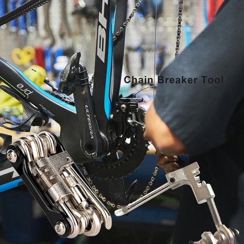 WIWUE GUO Bike Chain Tool, Ultimate Bike Multitool Kit - Lightweight Stainless Steel - Includes Chain Breaker, Tire Repair Kit, Motorcycle Accessories