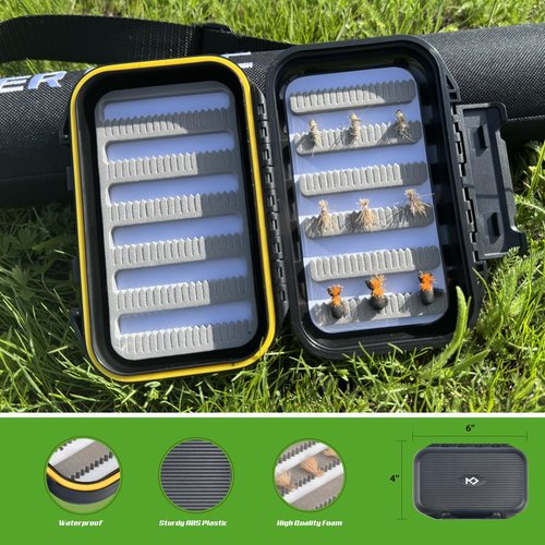 MASTER LOGIC Fly Fishing Rod and Reel Combo Starter Kit, Graphite Fly Rod with Cork Handle, Die Cast Aluminum Reel, Fly Box Case & Fishing Flies and Carrying Case and Accessories(3/4wt-7'0"-4pc)