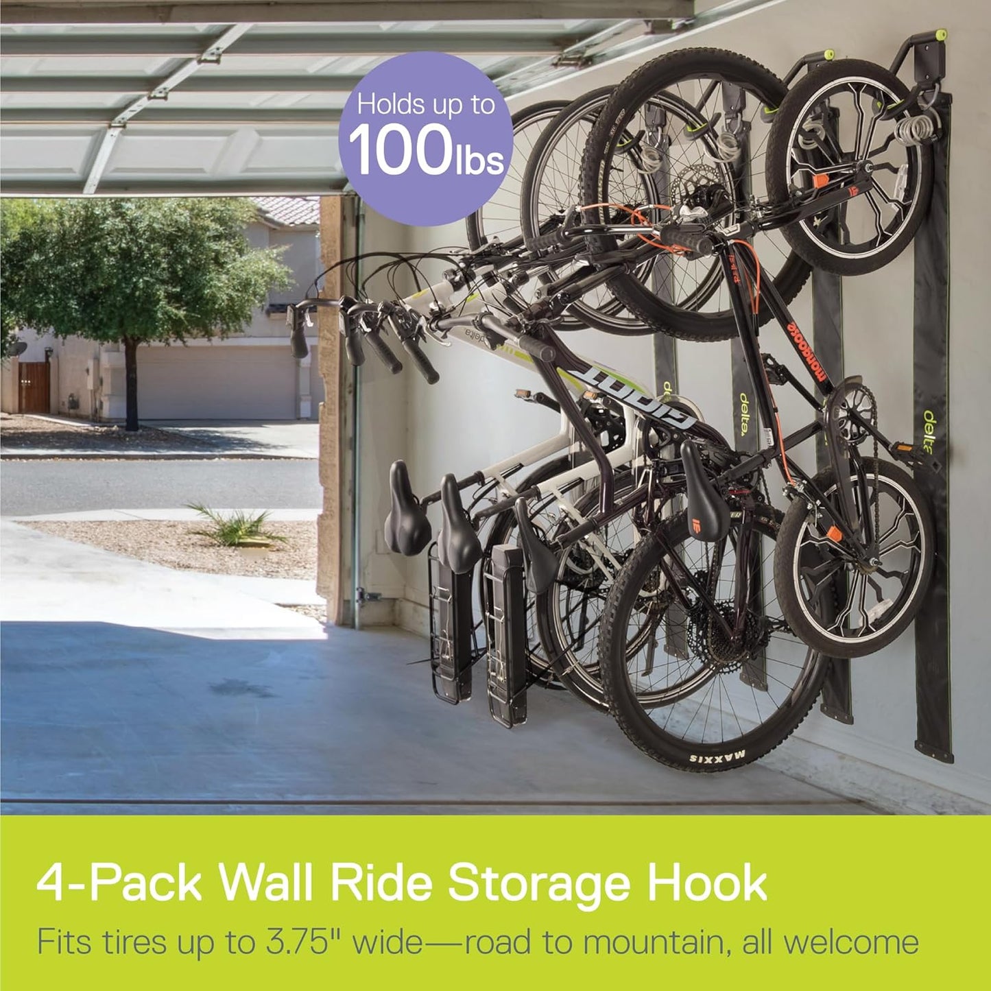 Delta Cycle Michelangelo 2 Bike Storage Rack - Gravity Fully Adjustable Bike Rack Garage For Road, MTB, and Hybrid Bicycles - Vertical Bike Rack Holds Up To 80 lbs
