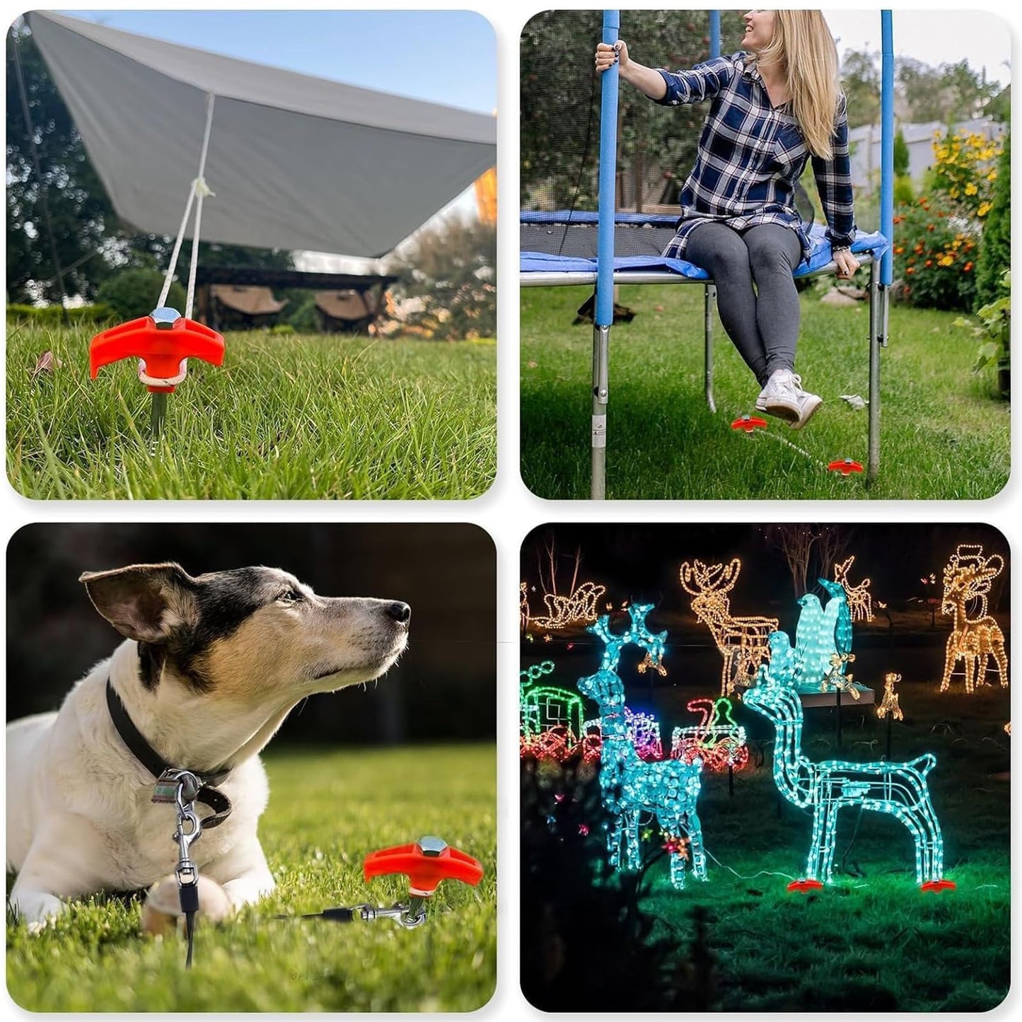 8" Screw in Tent Stakes - Ground Anchors Screw in, Screw in Tent Stakes Heavy Duty, Metal Threaded Tent Spikes, Tent Stakes for Outdoor Camping (4)