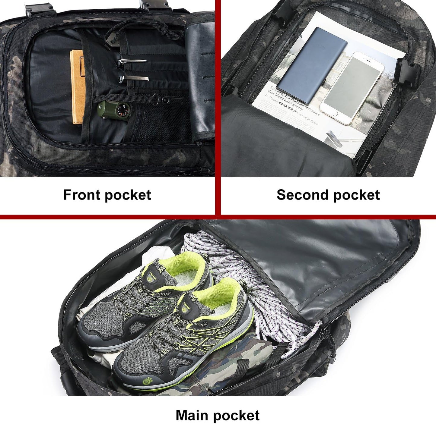 HYKING Large Tactical Expandable Backpack 39L-64L Military Bug Out Bag With Waist Strap