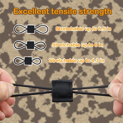 Demearly Heavy-Duty Elastic MOLLE Attachment Set - Mixed Sizes 8/10/13cm Elastic Clips for Tactical Backpacks, Gear & Outdoor Equipment Organization (14 Pack, Black)