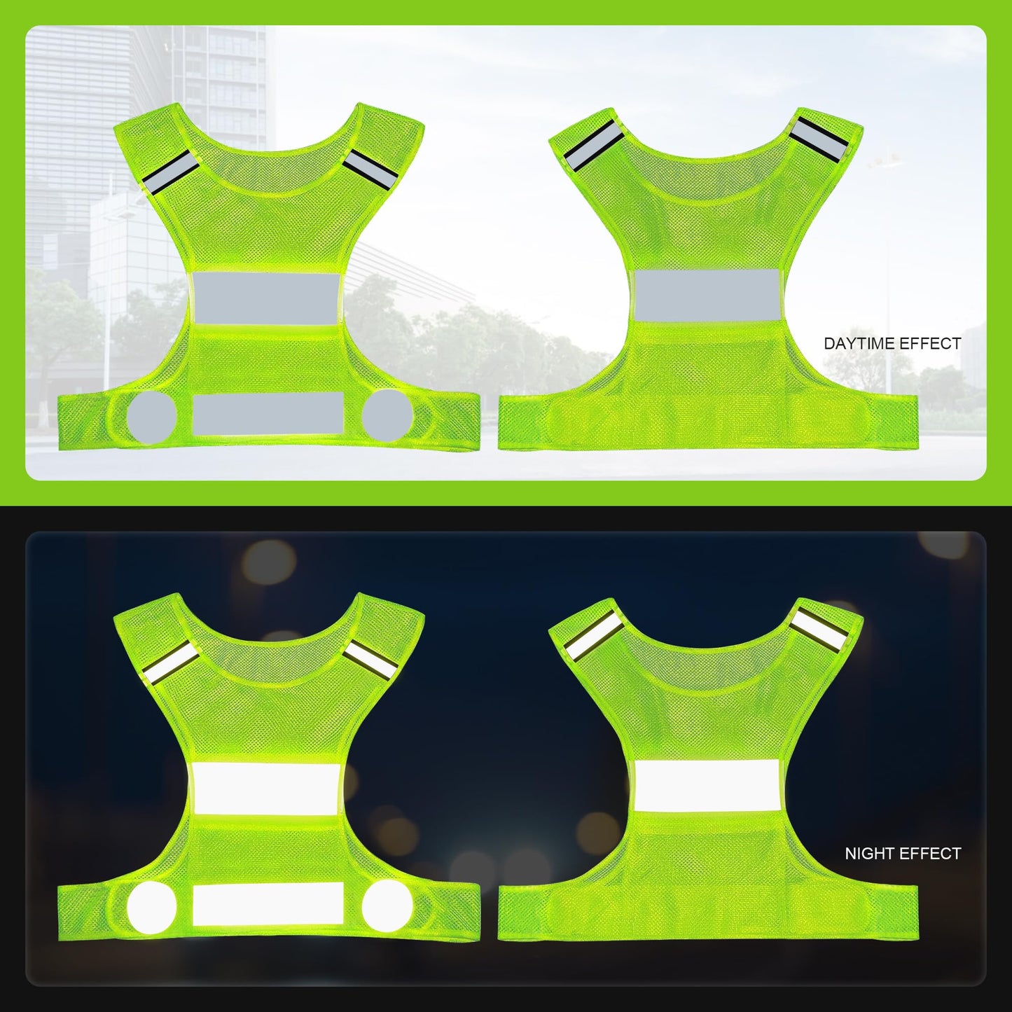 GOOFIT Running Vest and 2 Arm Straps for Jogging, Bicycle, Cycling Reflective High Visibility Vest Breathable Lightweight for Men & Women