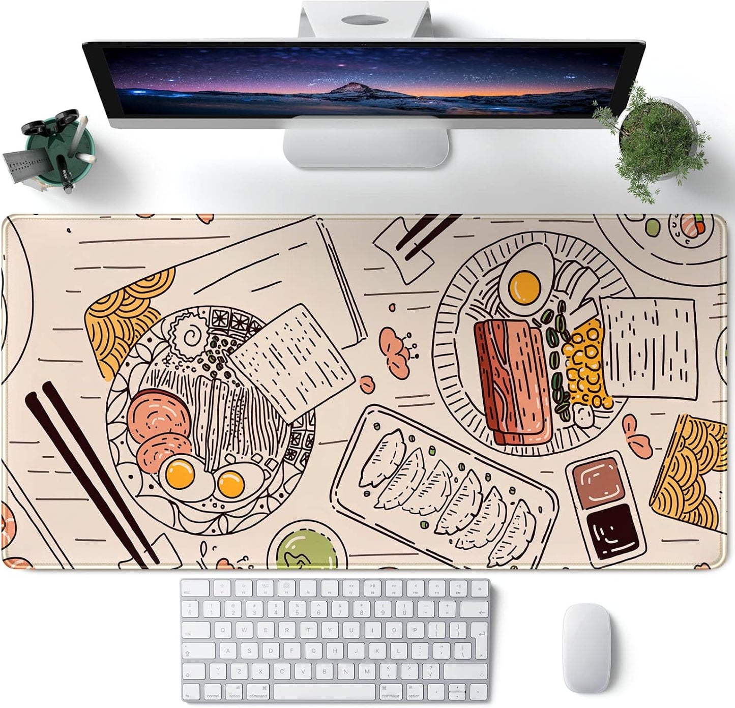 Japanese Desk Mat Riverside Full Moon Desk Pad Black Red Large Mouse Pad Gaming Mousepad Extended XXL Keyboard Pad 31.5 x 15.7 in Laptop Computer Mouse Keyboard Mat for Office Desk Decor
