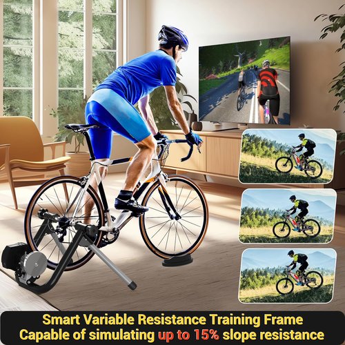 Sportneer Bike Trainer: Smart Stationary Bike Stand with Bluetooth 4.0 & ANT+ Connection - Bike Trainer Stand for 26-29" & 700C Wheels - Smart Bike Trainer Stand for Indoor Riding, Foldable Storage