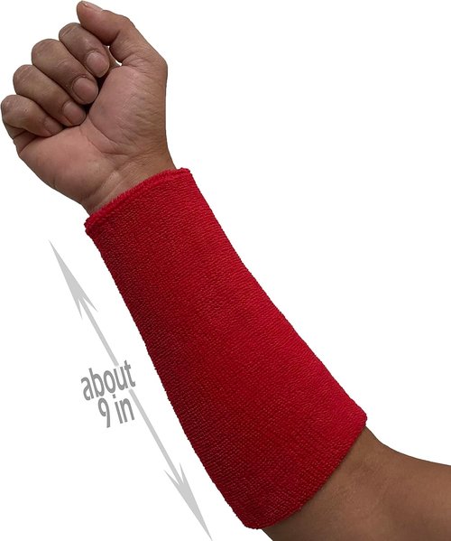 Couver Premium Quality Athletic 9inch Thick Cotton Terry Cloth Elbow Wrist Sweatband 1PC