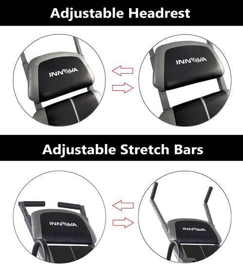 Innova ITX1200A Inversion Table with Adjustable Stretch Bars for Optimal Slope Inversion and Full Body Stretch, Silver/Black