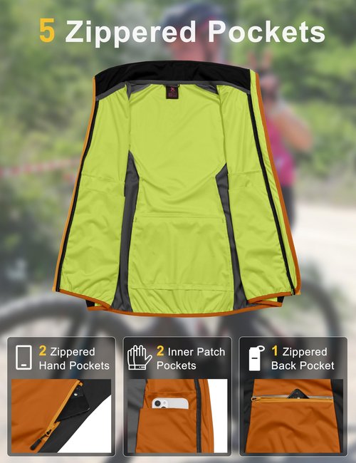 Little Donkey Andy Windproof Sleeveless Vest Jacket for Women, Water-Repellent Stretch Sports Vest for Cycling, Running (Orange XS)