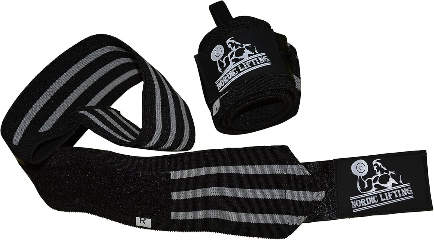 Nordic Lifting Wrist Wraps Super Heavy Duty (1 Pair/2 Wraps) 24" Support for Weight Lifting | Powerlifting | Gym | Cross Training- Weightlifting Thumb Loop - Men & Women