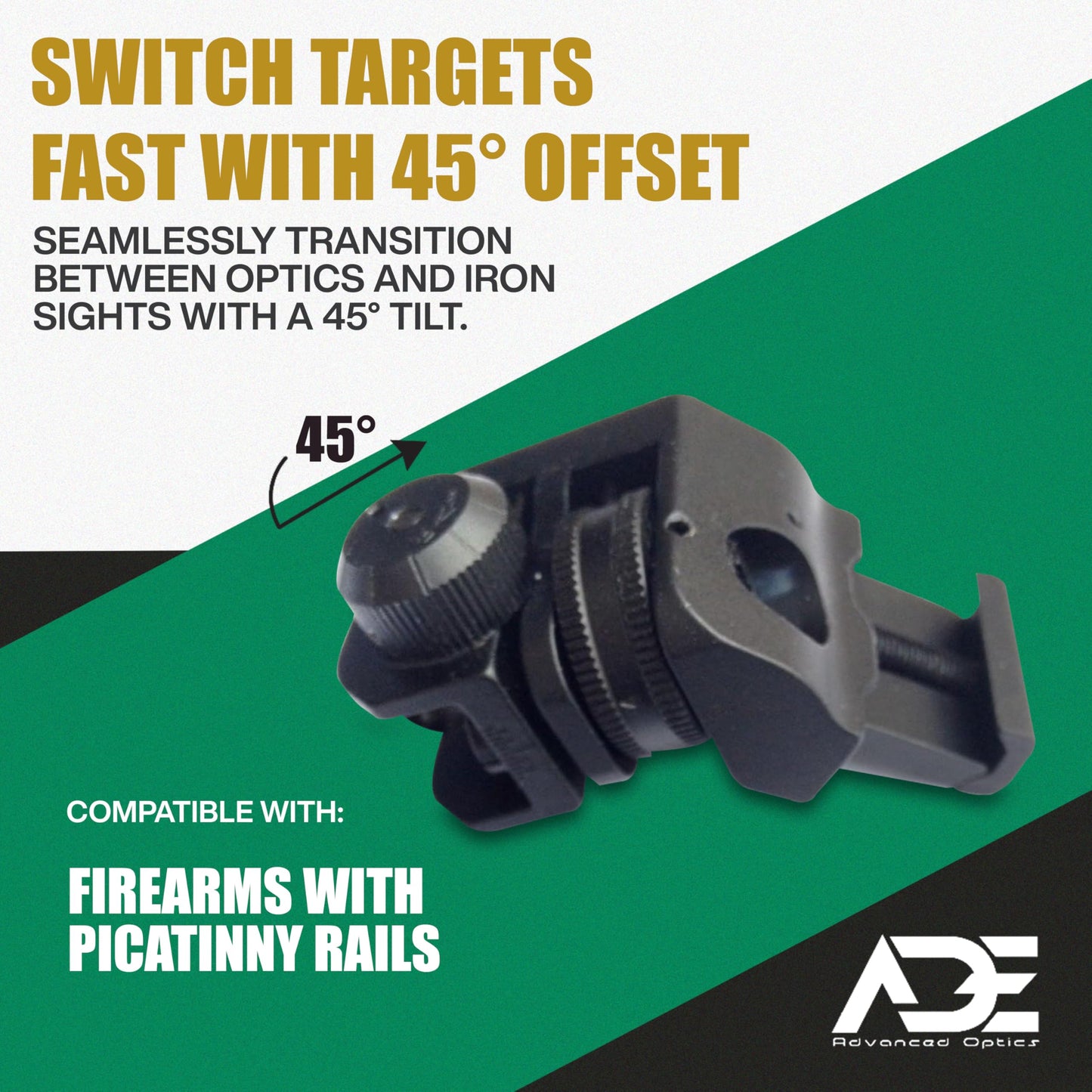 Ade Advanced Optics 45 Degree Rapid Transition BUIS Backup Iron Sights Front and Rear