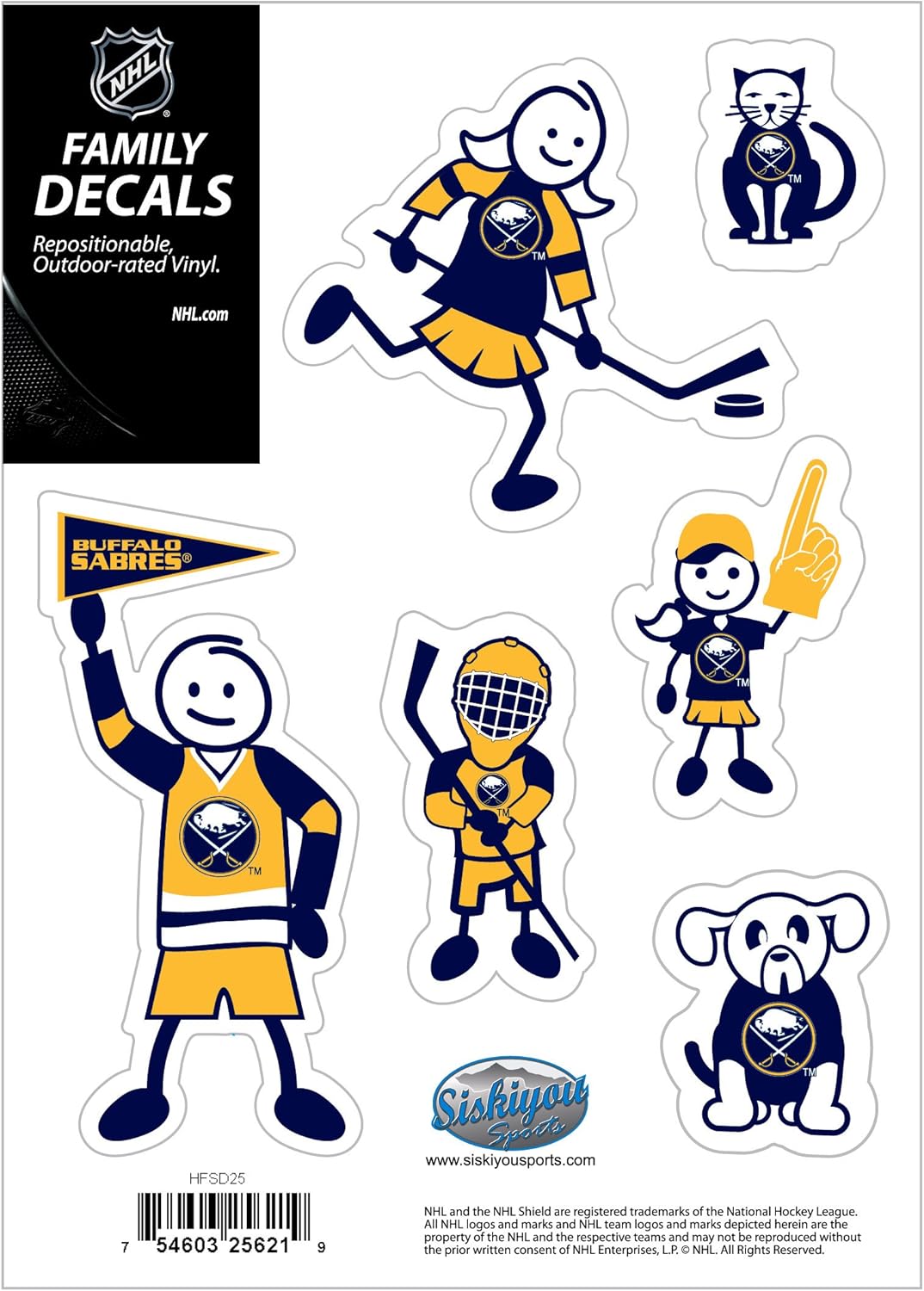 NHL Small Family Decal Set - Siskiyou Sports Team Stickers for Fans