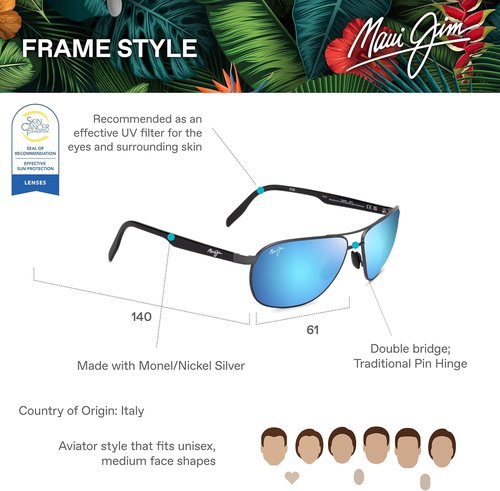 Maui Jim Men's and Women's Castles Polarized Aviator Sunglasses