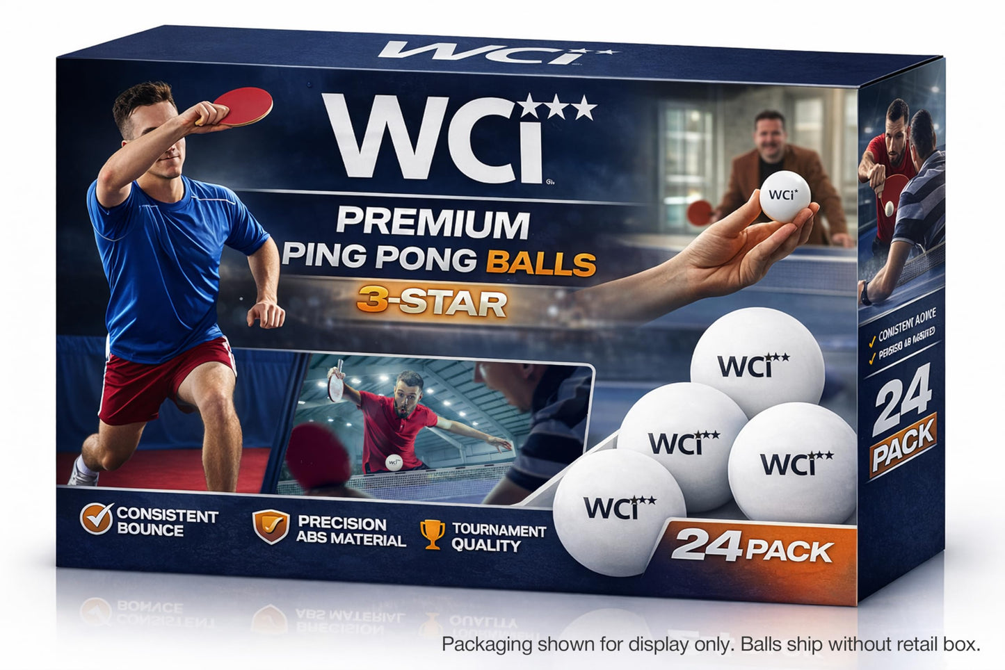 PARTY BALL Sports Ping Pong Balls – Official Size 40mm 3-Star Professional Table Tennis Balls, Durable High Performance for Training & Competition, White (6 Pack)