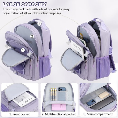 Lanola Basic Multi-Pocket Multipurpose Casual Backpack Water Resistant Bag for Business Travel Hiking Daypack - Dark Blue