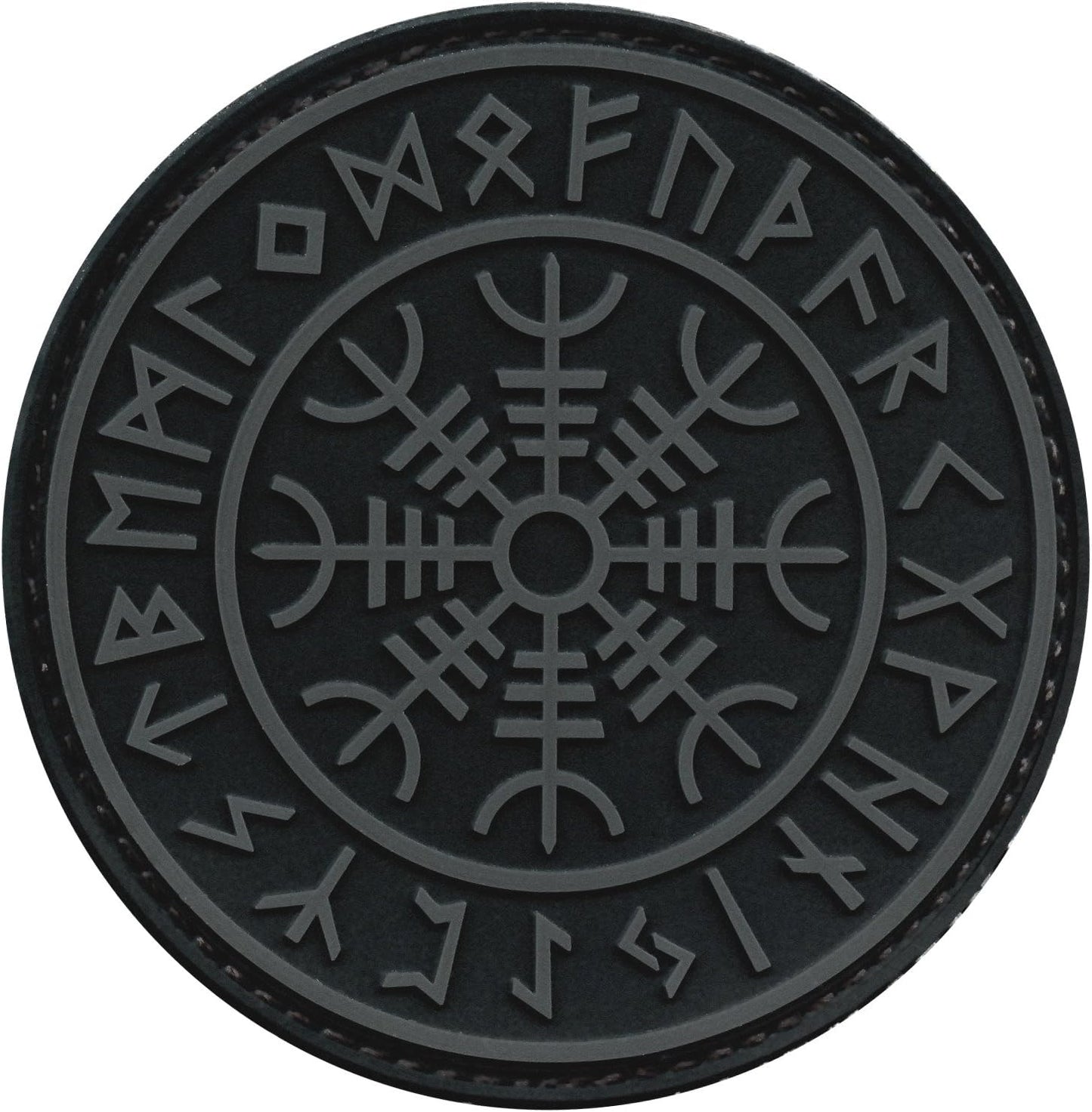 Aegishjalmr Helm of Awe Norse Viking Patch PVC Compatible with Velcro Patches for Backpacks, Vest, Hats, Morale Vikings Patches (Blackout Subdued)