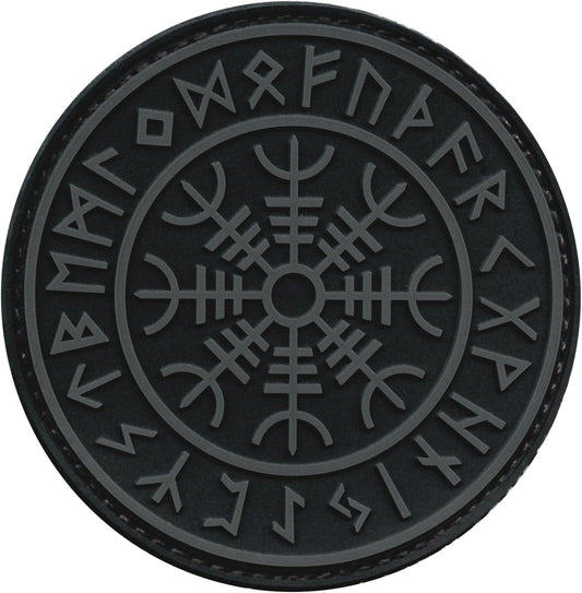 Aegishjalmr Helm of Awe Norse Viking Patch PVC Compatible with Velcro Patches for Backpacks, Vest, Hats, Morale Vikings Patches (Blackout Subdued)