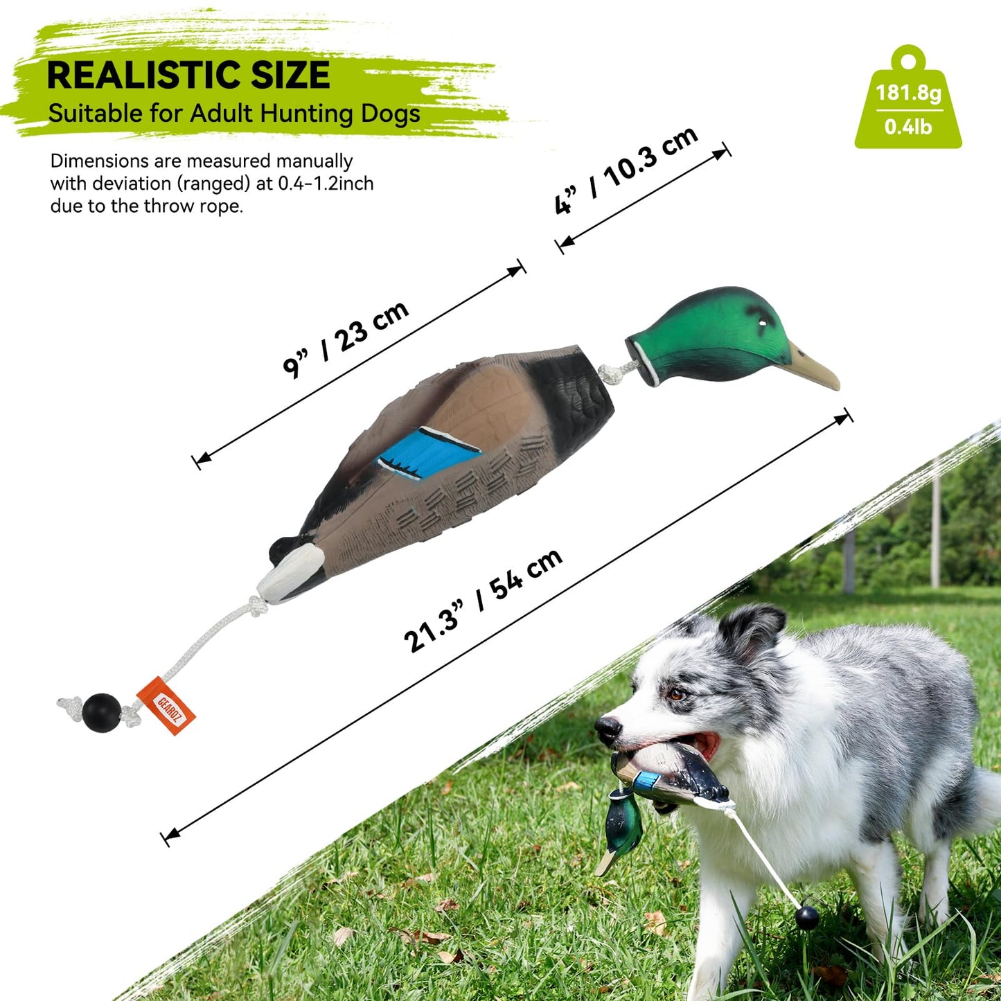 GearOZ Duck/Pheasant Dummy, Mimics Dead Duck/Pheasant Bumper for Gun Dog Training Scent Waterfowl Hunting Retriever, Outdoor Mallard Retrieval Interactive Train Toys, Floating & Durable