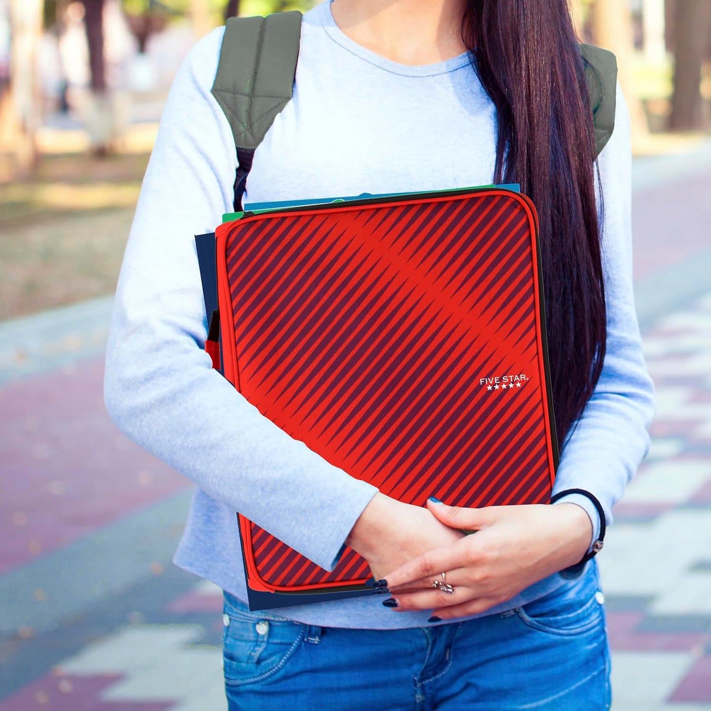 Five Star Zipper Binder, 2 Inch 3-Ring Binder with Round Rings, 5-Tab Expanding File, 380 Sheet Capacity, Cobalt Blue (72534)