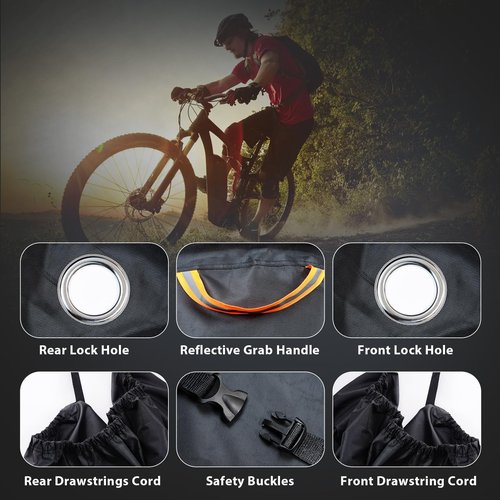 Bike Cover Waterproof Outdoor, Bicycle-Covers for 1 Bike, 600D Heavy Duty Rain Sun Dust Wind Proof Cover, Bicycle-Rack Covers for Single Bike on Car Hitch Travel Storage