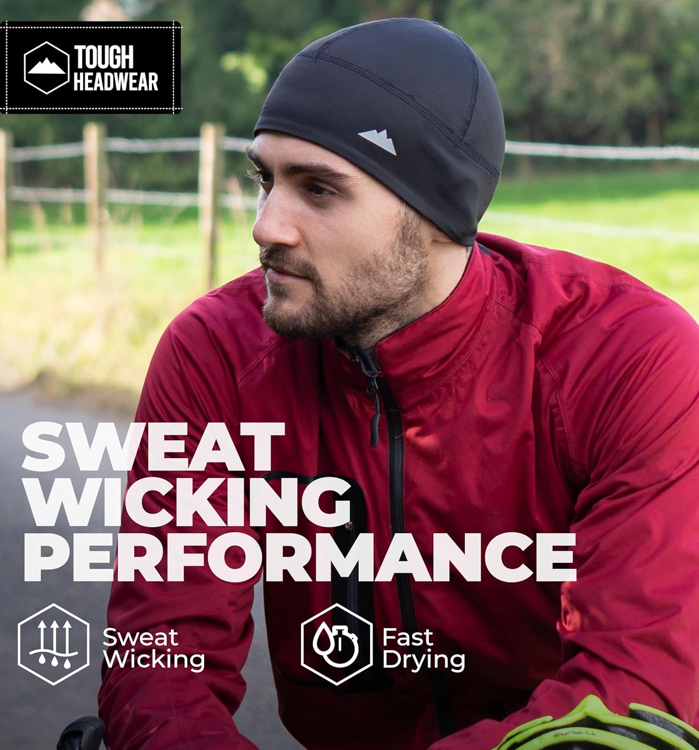 Tough Headwear Skull Cap for Men - Beanie Hats - Skully Beanie Cap - Cooling Skull Caps for Men Locs Sweat Dreads Running