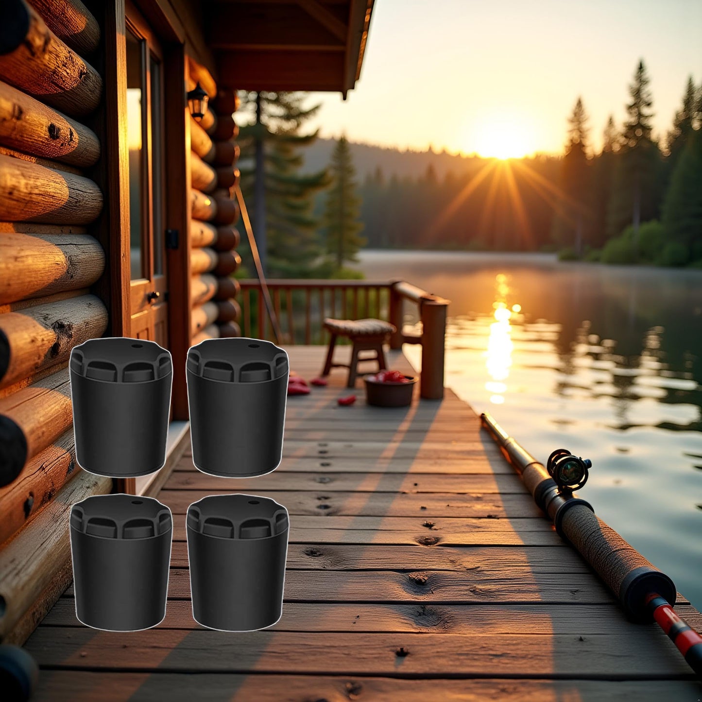 4Pcs Black Fishing Rod Butt Cushion - Fishing Rod End Caps | Fishing Rod Seat Cushions | Silicone Fishing Rod Protector | Fishing Seat Protector Gimbal End Cap for Fishing Rods and Accessories