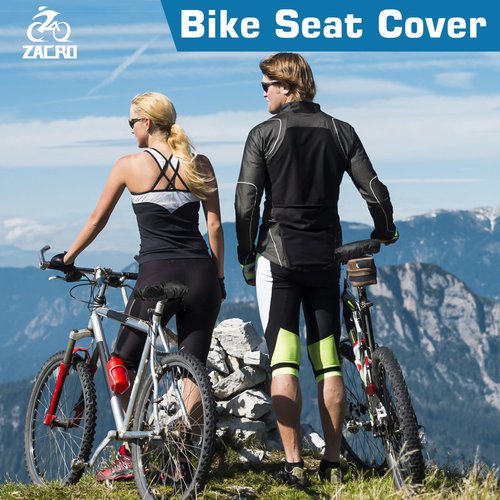 Zacro Bike Seat Cover - Waterproof Rain & Dust Protector, 2 Pcs Washable Bike Seat Cushion for Women/Men City/Mountain