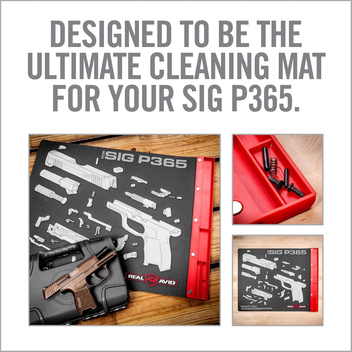 Real Avid Gun Cleaning Mat 19" x 16" with Magnetic Parts Tray | 1911, Glock, Smith & Wesson M&P or Sig Sauer P365 & P365XL (Choose Style Below)