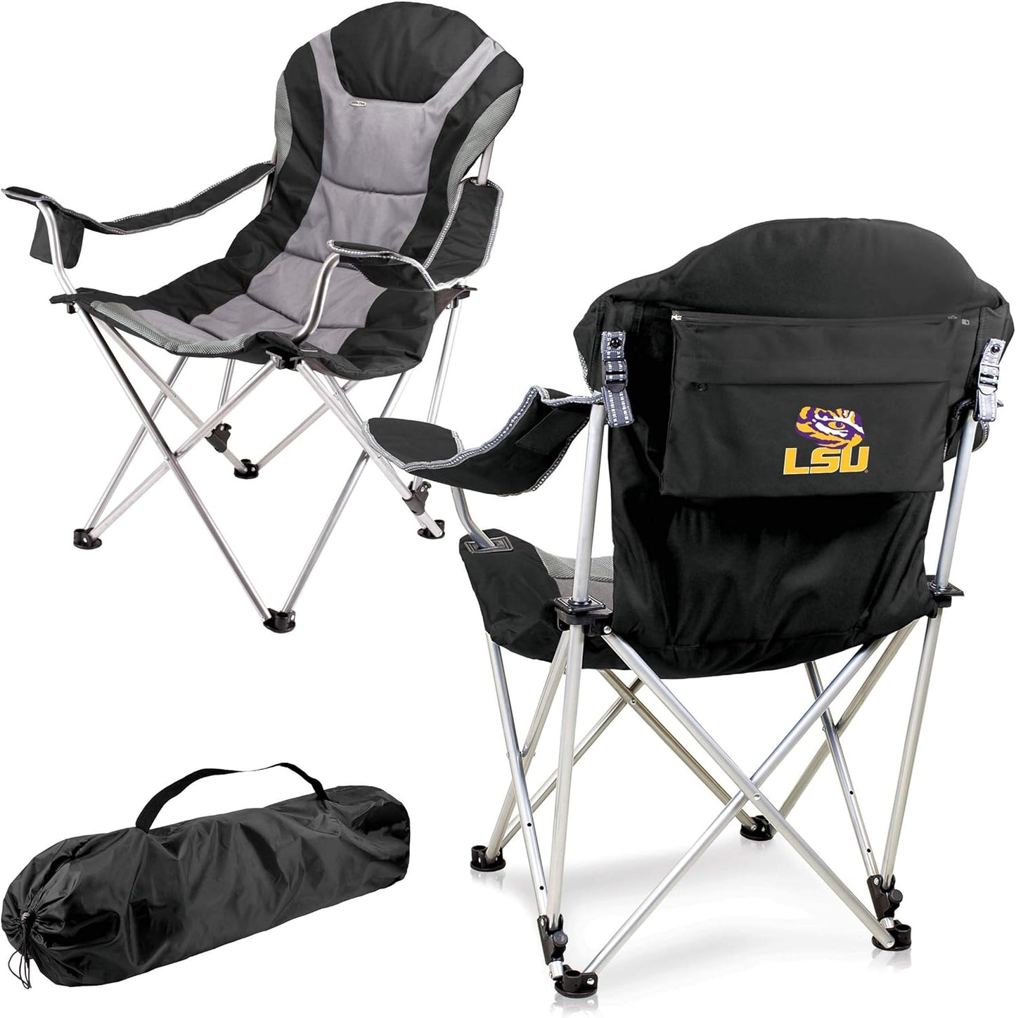 PICNIC TIME NCAA Arkansas Razorbacks Reclining Camp Chair - Beach Chair for Adults - Sports Chair with Carry Bag