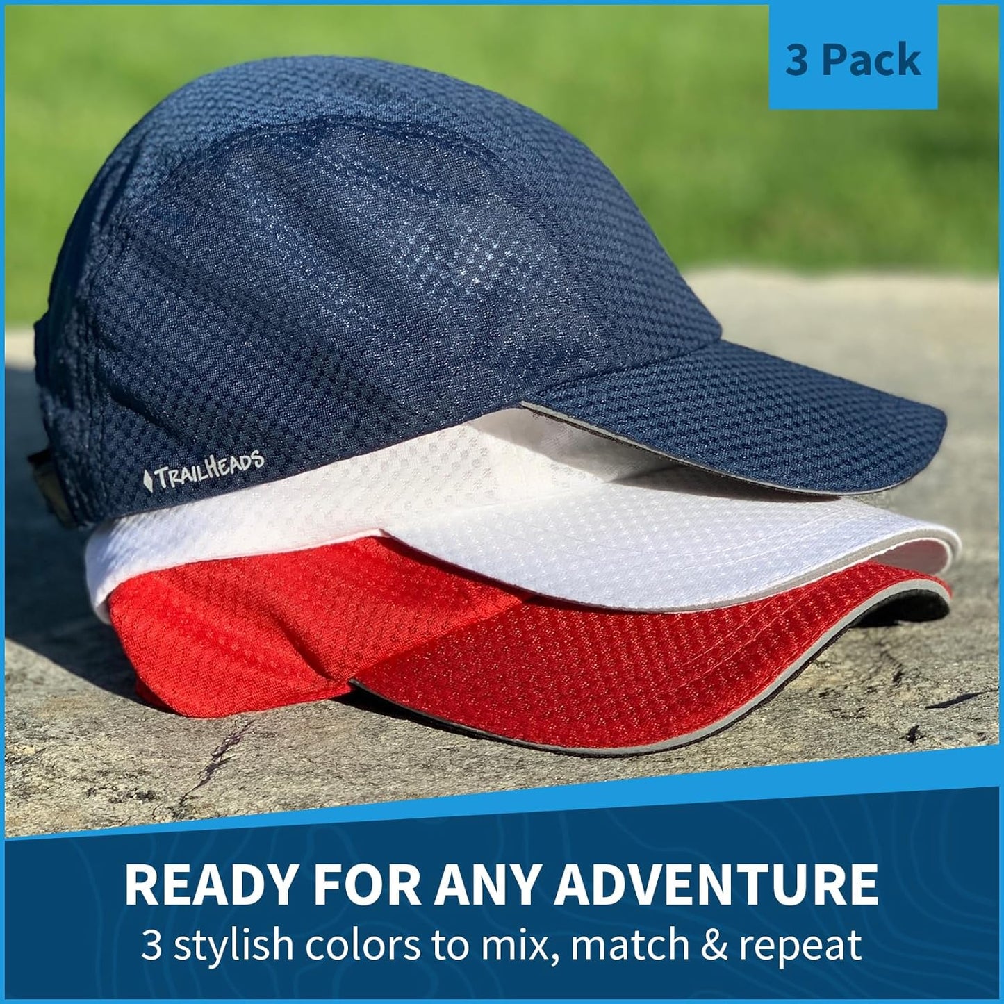 TrailHeads Performance Mens Running Hat - Lightweight, Quick Dry Workout Hats for Men - Athletic Sports Cap for Tennis, Gym