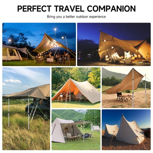 SANLIKE Telescoping Tent Tarp Pole Adjustable Camping Poles, 33"-86.6" Upgrade Thicked Stainless Steel Camping Poles for Backpacking Hiking Awning Sun Sails Outdoor Sports, Set of 4