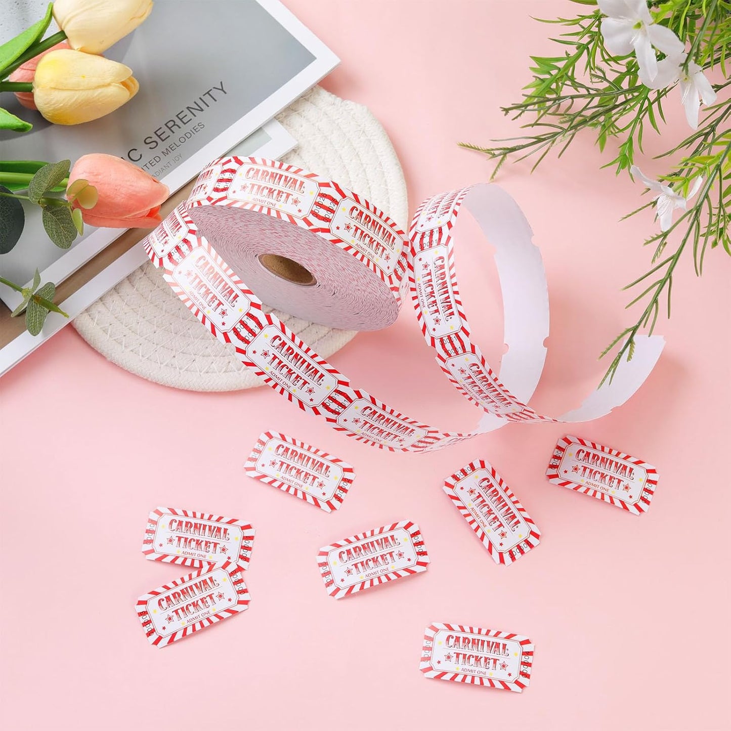 1000 Pcs Drink Ticket Single Raffle Tickets Roll Cocktail Design Free Drink Ticket for Events Wedding Work Formal Parties Leisure Class Reward