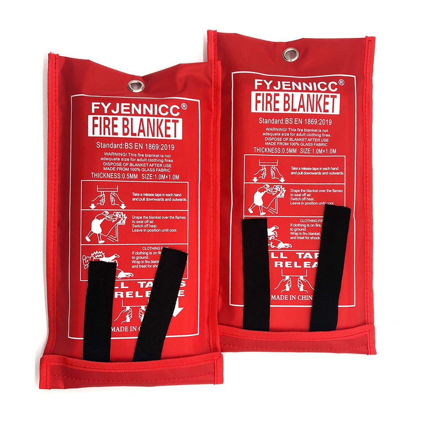 FYJENNICC Fiberglass Fire Blankets for Home and Kitchen Camping Car Office Warehouse Emergency Survival Safety (White 2 Pack)