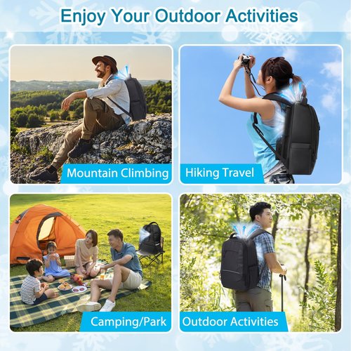 Cooling Backpack Ventilation Frame with Fans - Sweat Proof Airflow Backpack Breathable Lightweight Daypack for Hiking Outdoor