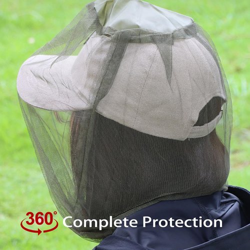 Mosquito Head Net Mesh with Extra Fine Holes Protective Cover Insect Bug Bee Mosquito Gnats,Face Netting for Any Outdoor Lover Camping/Hiking/Fishing,Fits Most Sizes of Hats